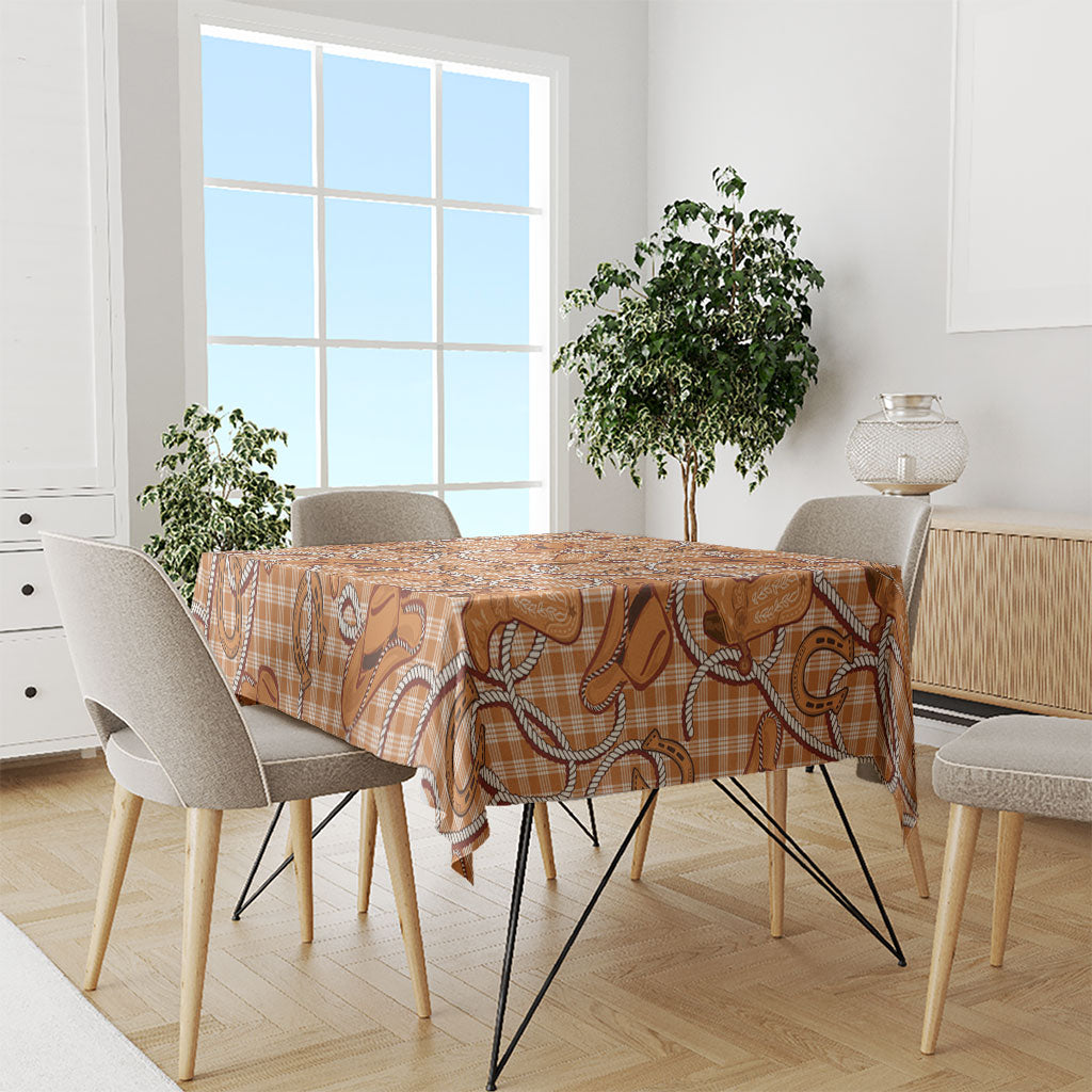 Brown Hawaii Palaka Cowboy Tablecloth Hawaiian Paniolo Festival Spirit LT19 - Polynesian Pride