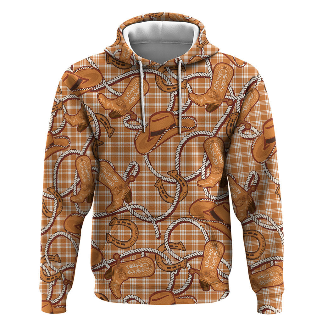 Brown Hawaii Palaka Cowboy Zip Hoodie Hawaiian Paniolo Festival Spirit LT19 Pullover Hoodie Brown - Polynesian Pride