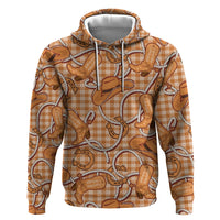 Brown Hawaii Palaka Cowboy Zip Hoodie Hawaiian Paniolo Festival Spirit LT19 Pullover Hoodie Brown - Polynesian Pride