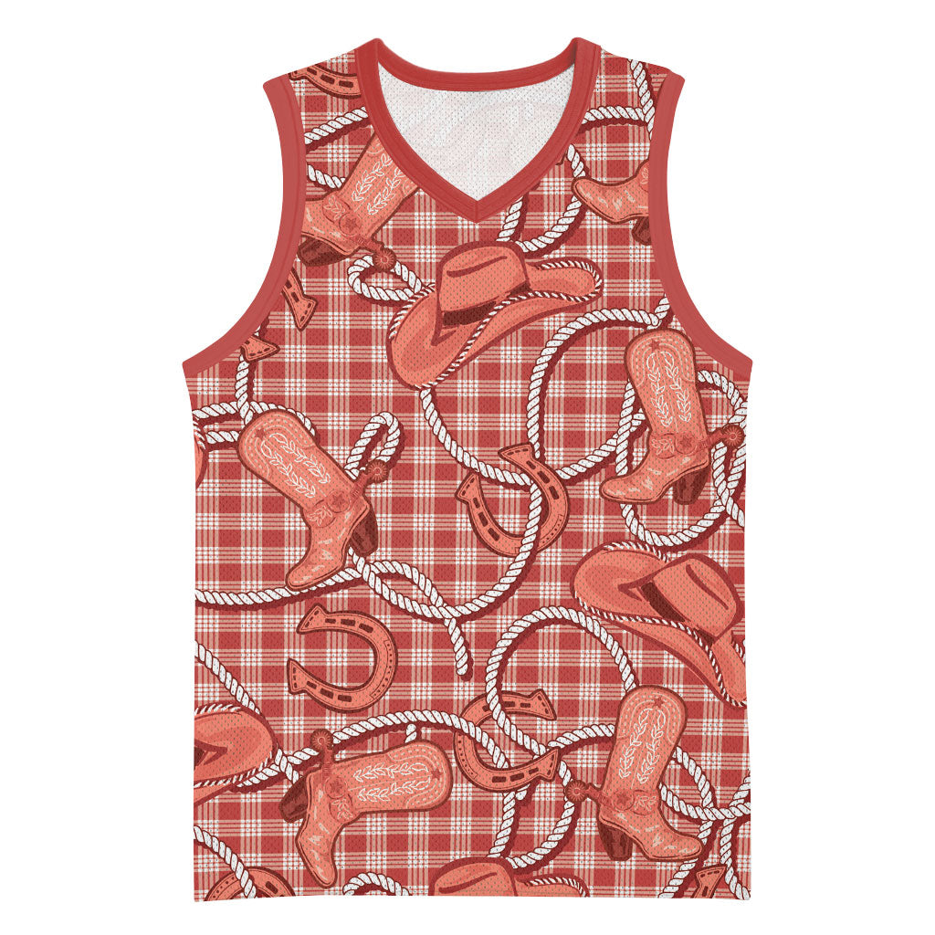 Red Hawaii Palaka Cowboy Basketball Jersey Hawaiian Paniolo Festival Spirit