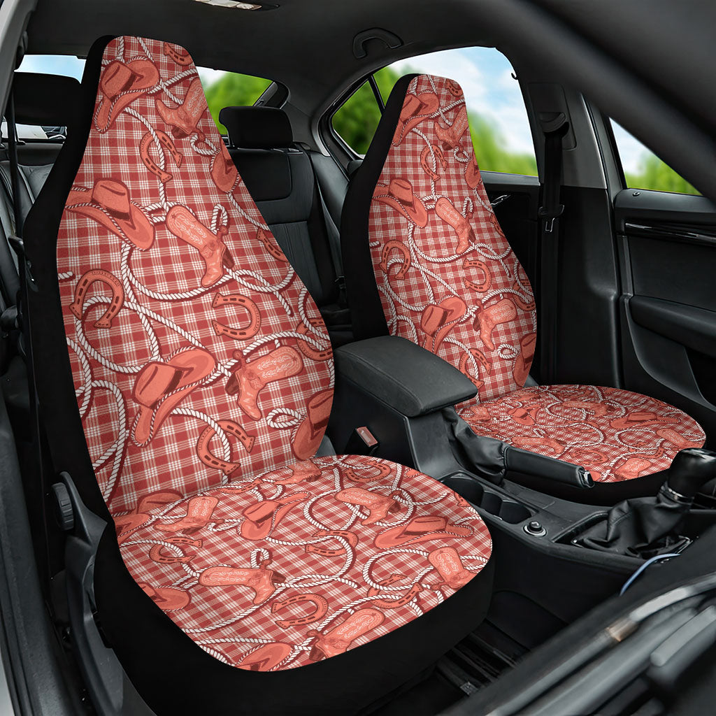 Red Hawaii Palaka Cowboy Car Seat Cover Hawaiian Paniolo Festival Spirit LT19 One Size Red - Polynesian Pride