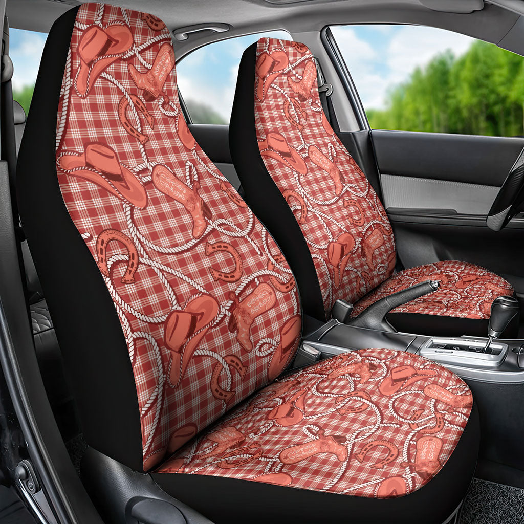 Red Hawaii Palaka Cowboy Car Seat Cover Hawaiian Paniolo Festival Spirit LT19 - Polynesian Pride