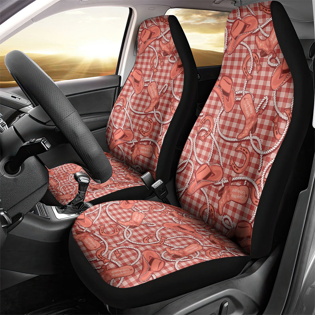 Red Hawaii Palaka Cowboy Car Seat Cover Hawaiian Paniolo Festival Spirit LT19 - Polynesian Pride