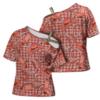 Red Hawaii Palaka Cowboy Cross Shoulder Shirt Hawaiian Paniolo Festival Spirit LT19 - Polynesian Pride
