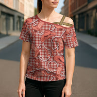 Red Hawaii Palaka Cowboy Cross Shoulder Shirt Hawaiian Paniolo Festival Spirit LT19 - Polynesian Pride