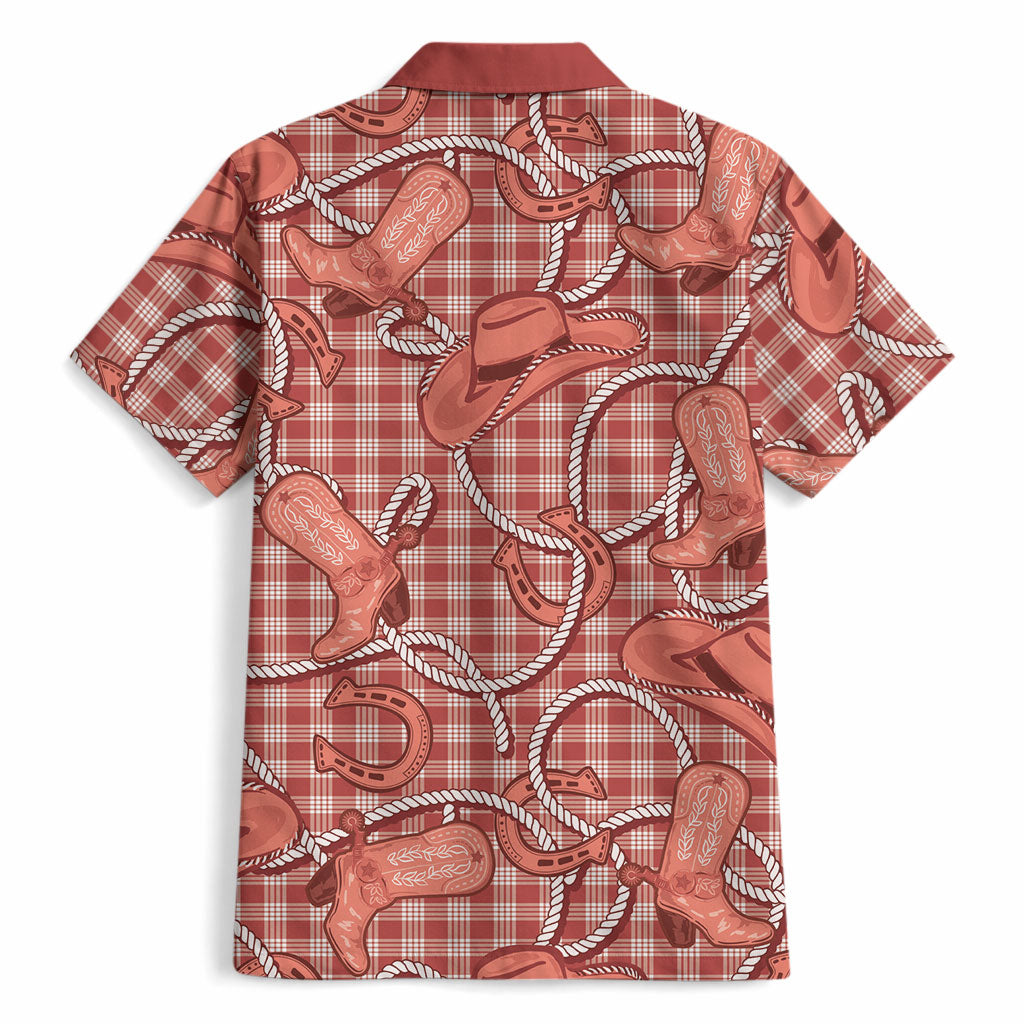 Red Hawaii Palaka Cowboy Hawaiian Shirt Hawaiian Paniolo Festival Spirit LT19 - Polynesian Pride