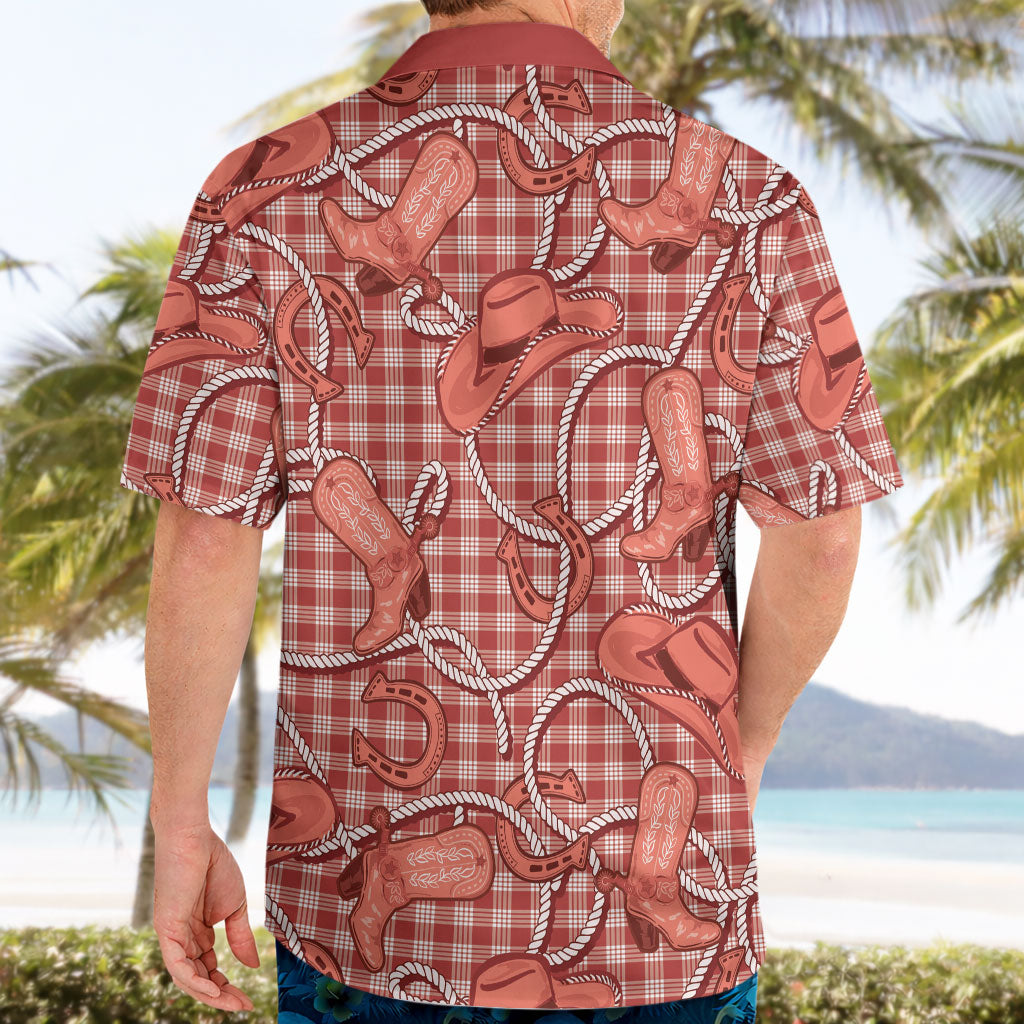 Red Hawaii Palaka Cowboy Hawaiian Shirt Hawaiian Paniolo Festival Spirit LT19 - Polynesian Pride