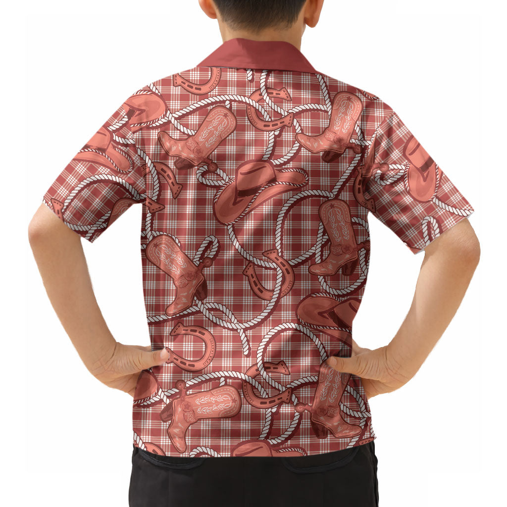 Red Hawaii Palaka Cowboy Hawaiian Shirt Hawaiian Paniolo Festival Spirit LT19 - Polynesian Pride