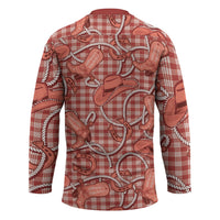 Red Hawaii Palaka Cowboy Hockey Jersey Hawaiian Paniolo Festival Spirit LT19 - Polynesian Pride