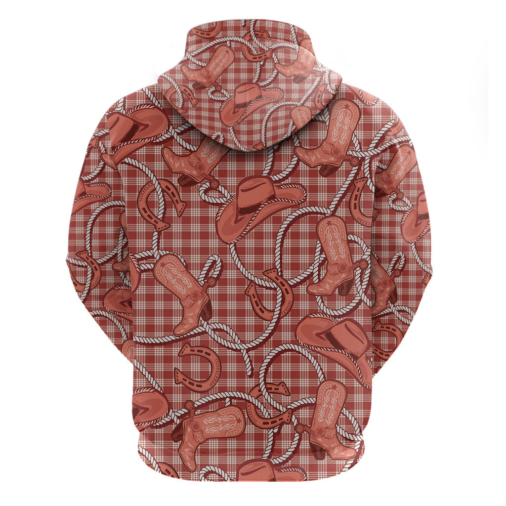 Red Hawaii Palaka Cowboy Hoodie Hawaiian Paniolo Festival Spirit LT19 - Polynesian Pride