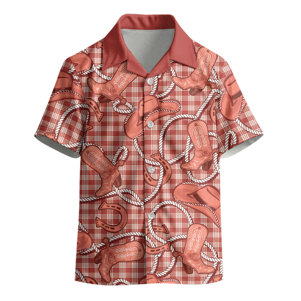 Red Hawaii Palaka Cowboy Kid Hawaiian Shirt Hawaiian Paniolo Festival Spirit LT19 - Polynesian Pride