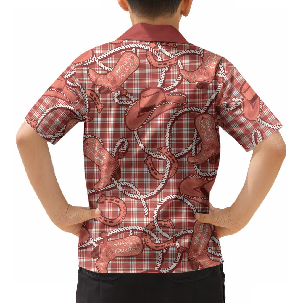 Red Hawaii Palaka Cowboy Kid Hawaiian Shirt Hawaiian Paniolo Festival Spirit LT19 - Polynesian Pride