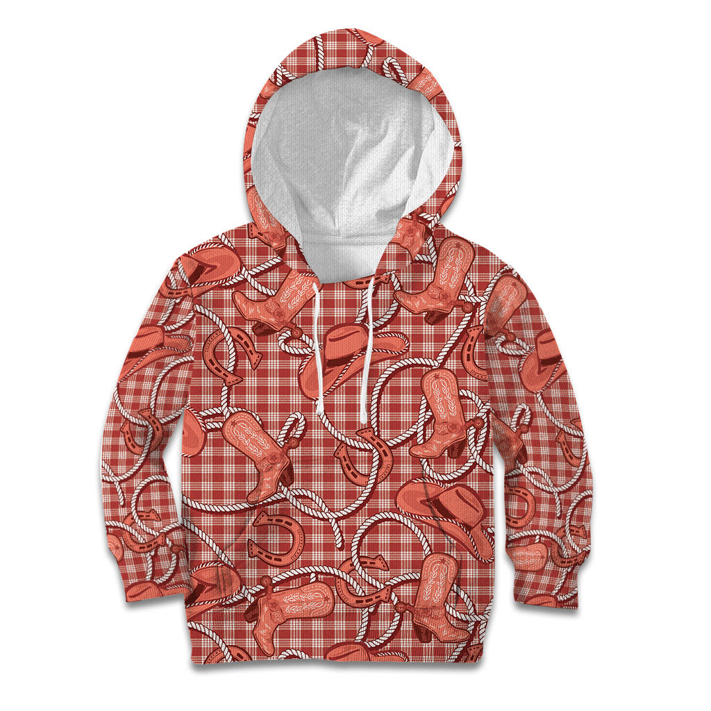 Red Hawaii Palaka Cowboy Kid Hoodie Hawaiian Paniolo Festival Spirit LT19 Hoodie Red - Polynesian Pride