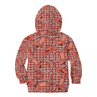 Red Hawaii Palaka Cowboy Kid Hoodie Hawaiian Paniolo Festival Spirit LT19 - Polynesian Pride