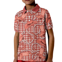 Red Hawaii Palaka Cowboy Kid Polo Shirt Hawaiian Paniolo Festival Spirit LT19 Kid Red - Polynesian Pride