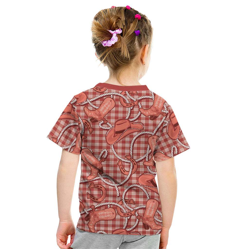 Red Hawaii Palaka Cowboy Kid T Shirt Hawaiian Paniolo Festival Spirit LT19 - Polynesian Pride