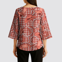Red Hawaii Palaka Cowboy Kimono Sleeve Blouse Hawaiian Paniolo Festival Spirit LT19 - Polynesian Pride