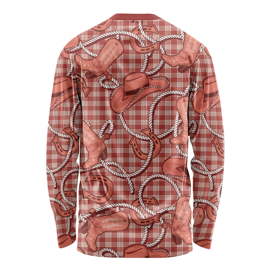 Red Hawaii Palaka Cowboy Long Sleeve Shirt Hawaiian Paniolo Festival Spirit LT19 - Polynesian Pride