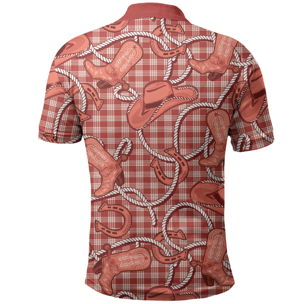 Red Hawaii Palaka Cowboy Polo Shirt Hawaiian Paniolo Festival Spirit LT19 - Polynesian Pride