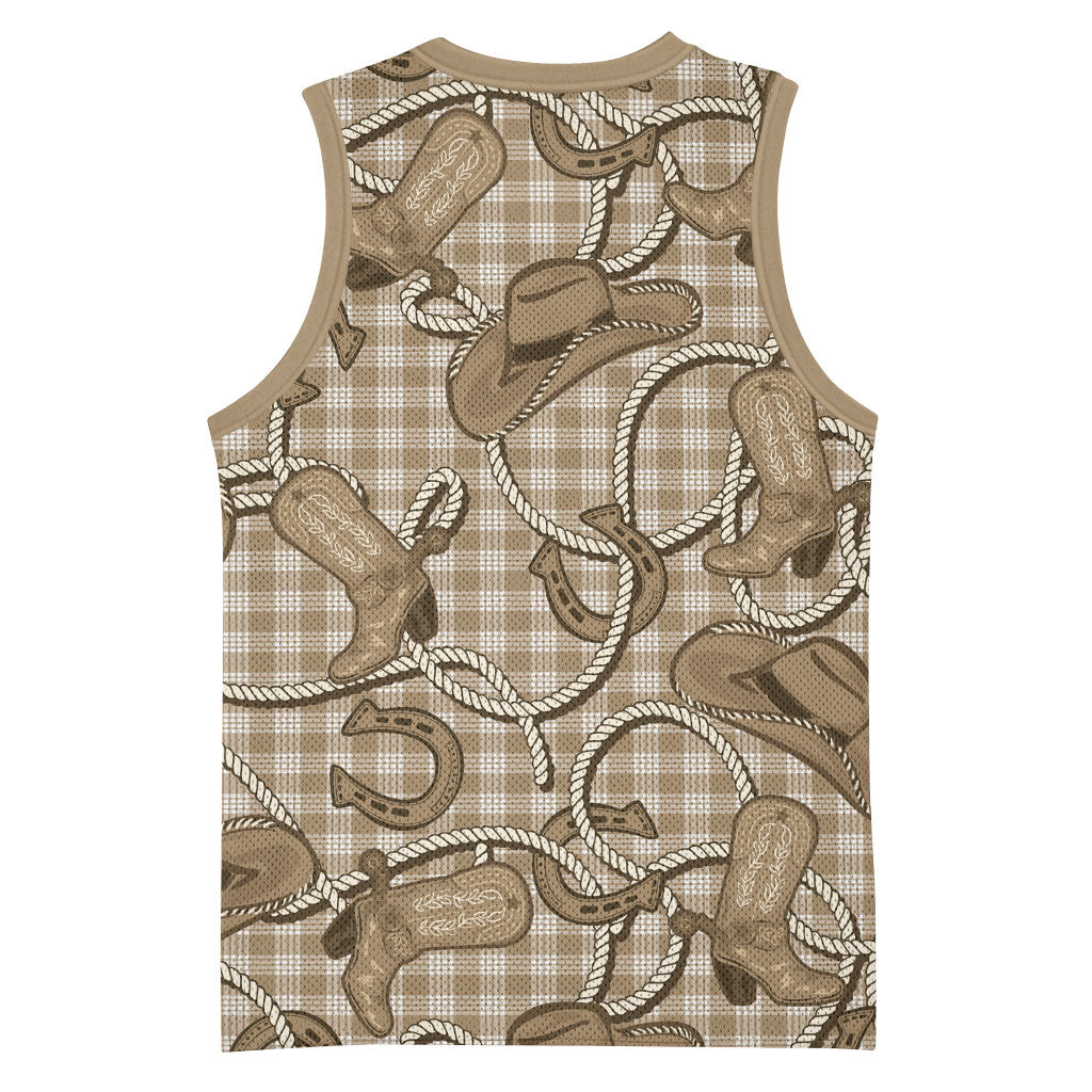 Beige Hawaii Palaka Cowboy Basketball Jersey Hawaiian Paniolo Festival Spirit LT19 - Polynesian Pride