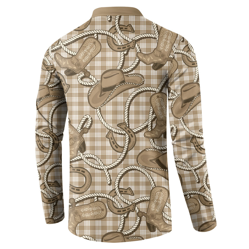 Beige Hawaii Palaka Cowboy Button Sweatshirt Hawaiian Paniolo Festival Spirit LT19 - Polynesian Pride