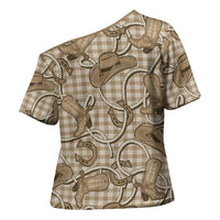 Beige Hawaii Palaka Cowboy Cross Shoulder Shirt Hawaiian Paniolo Festival Spirit LT19 - Polynesian Pride