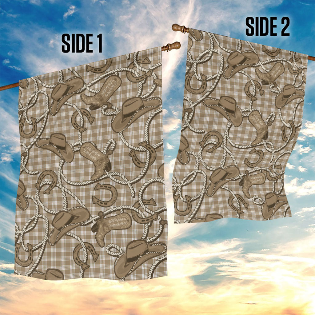 Beige Hawaii Palaka Cowboy Garden Flag Hawaiian Paniolo Festival Spirit LT19 - Polynesian Pride
