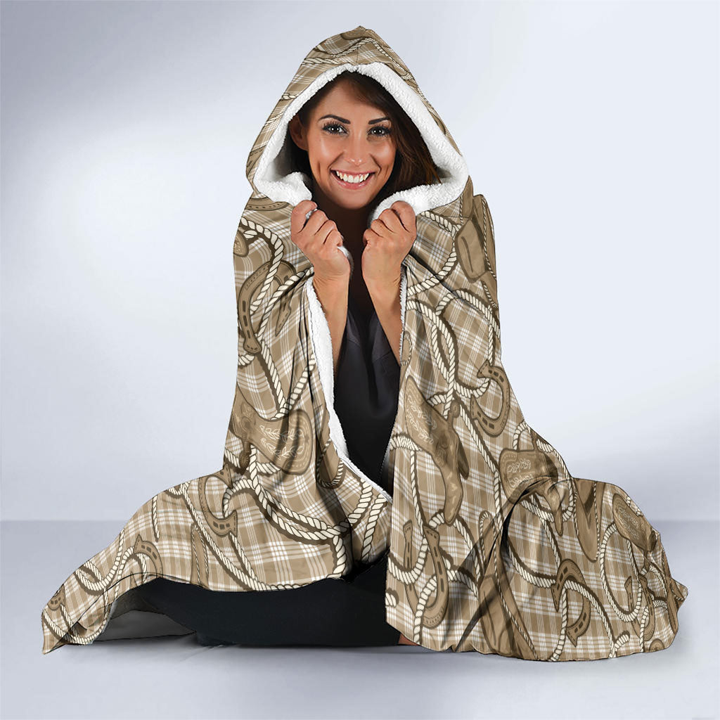 Beige Hawaii Palaka Cowboy Hooded Blanket Hawaiian Paniolo Festival Spirit LT19 - Polynesian Pride