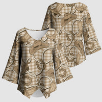 Beige Hawaii Palaka Cowboy Kimono Sleeve Blouse Hawaiian Paniolo Festival Spirit LT19 - Polynesian Pride