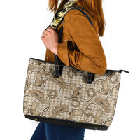 Beige Hawaii Palaka Cowboy Leather Tote Bag Hawaiian Paniolo Festival Spirit LT19 Beige - Polynesian Pride