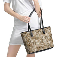 Beige Hawaii Palaka Cowboy Leather Tote Bag Hawaiian Paniolo Festival Spirit LT19 - Polynesian Pride