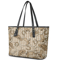 Beige Hawaii Palaka Cowboy Leather Tote Bag Hawaiian Paniolo Festival Spirit LT19 - Polynesian Pride