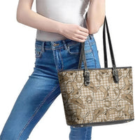 Beige Hawaii Palaka Cowboy Leather Tote Bag Hawaiian Paniolo Festival Spirit LT19 - Polynesian Pride