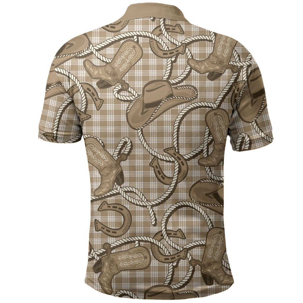 Beige Hawaii Palaka Cowboy Polo Shirt Hawaiian Paniolo Festival Spirit LT19 - Polynesian Pride