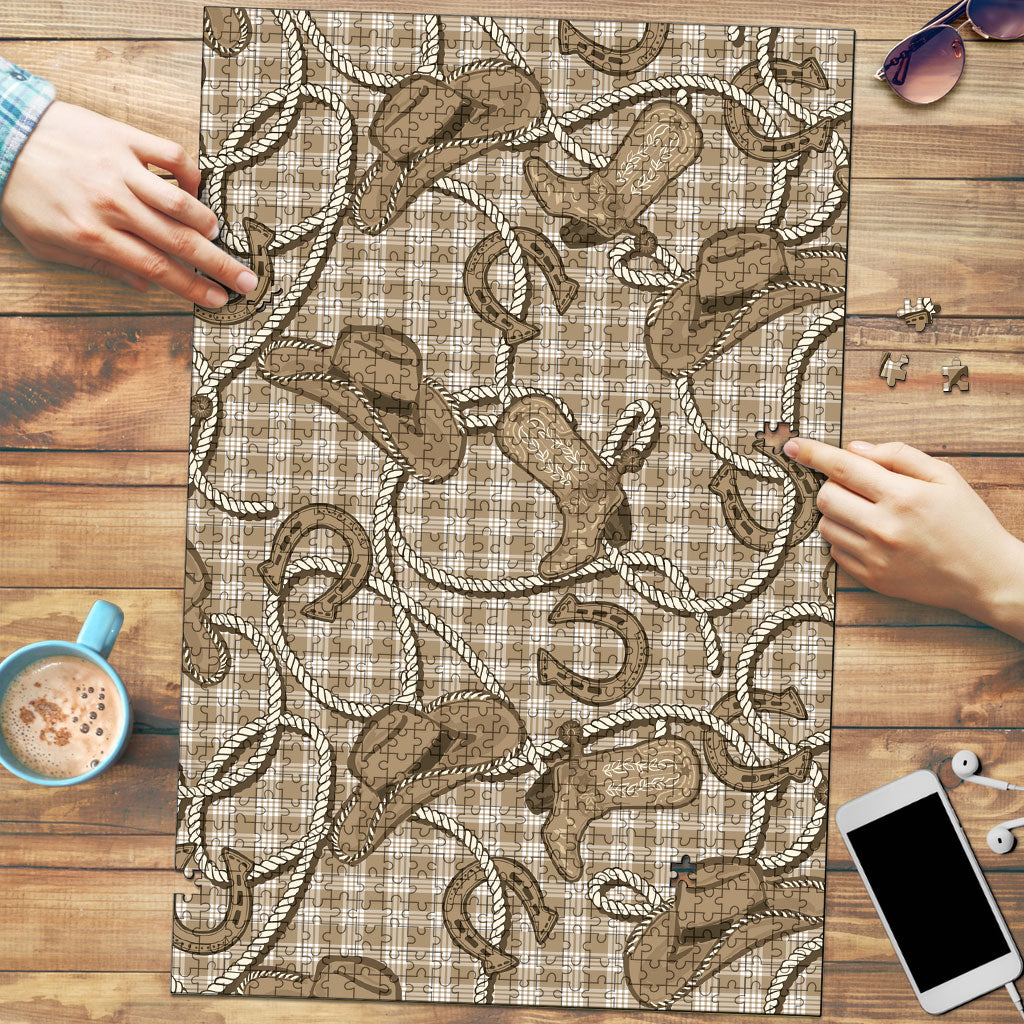 Beige Hawaii Palaka Cowboy Puzzle Hawaiian Paniolo Festival Spirit