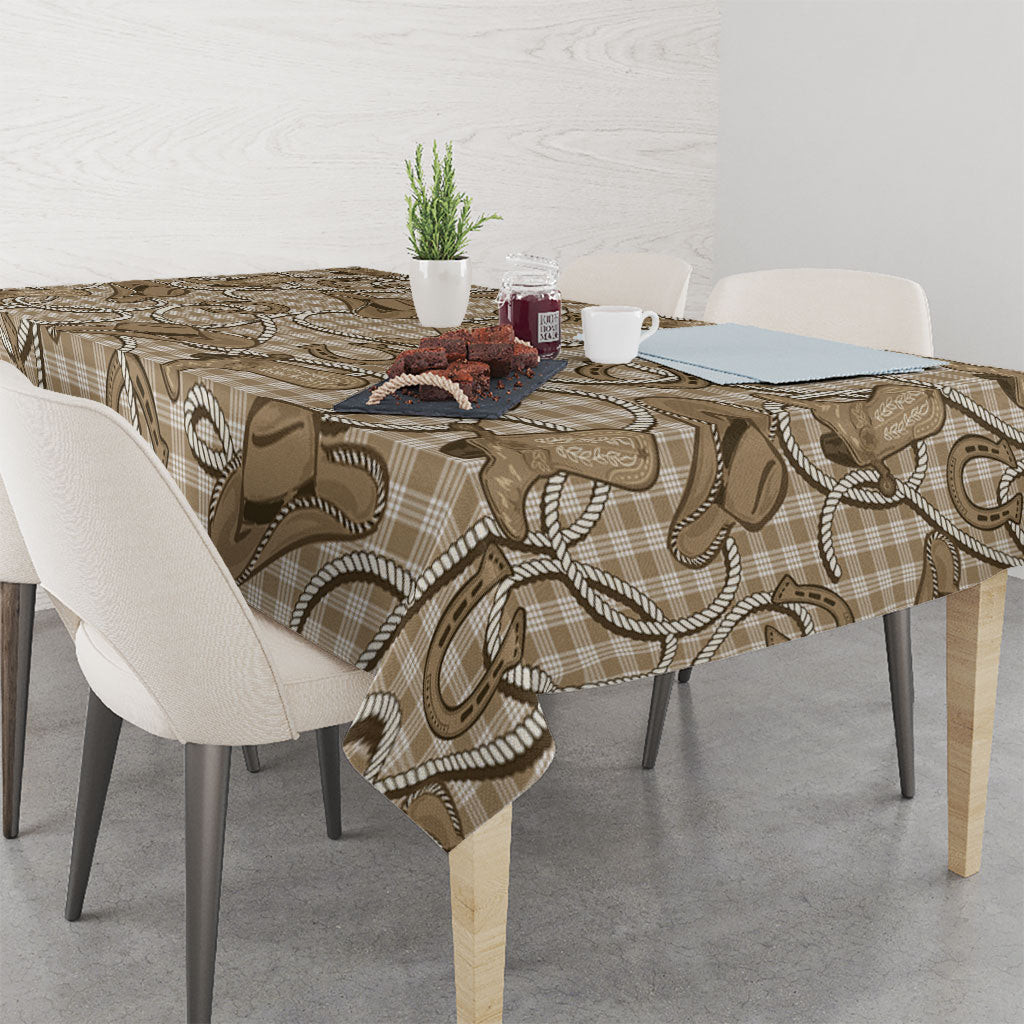 Beige Hawaii Palaka Cowboy Tablecloth Hawaiian Paniolo Festival Spirit LT19 - Polynesian Pride