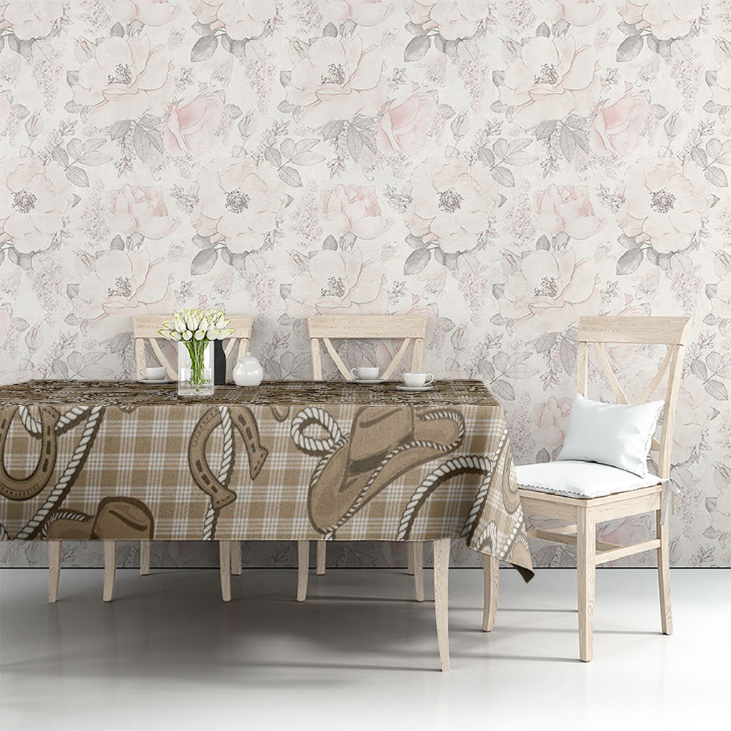 Beige Hawaii Palaka Cowboy Tablecloth Hawaiian Paniolo Festival Spirit LT19 - Polynesian Pride