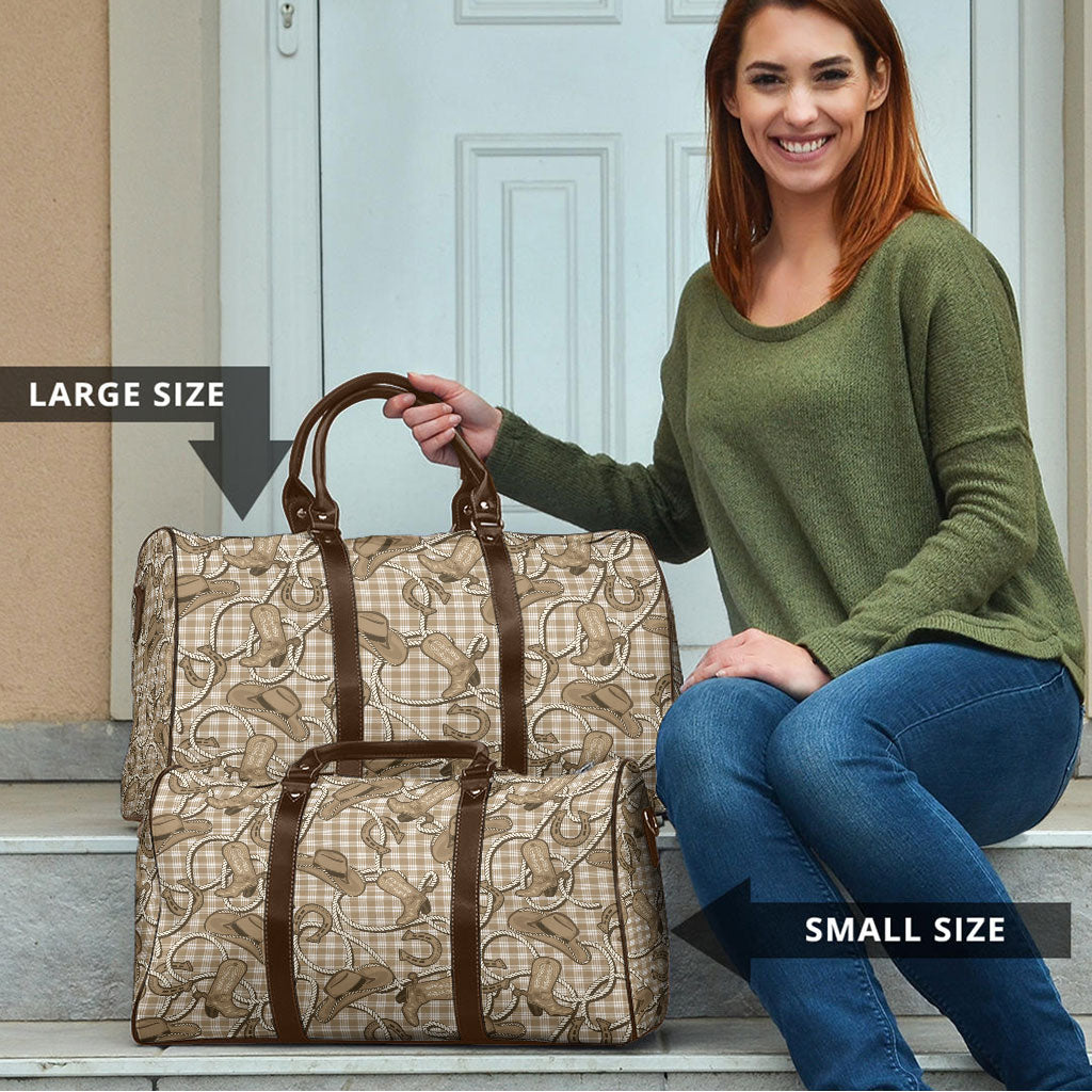 Beige Hawaii Palaka Cowboy Travel Bag Hawaiian Paniolo Festival Spirit LT19 - Polynesian Pride