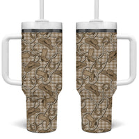 Beige Hawaii Palaka Cowboy Tumbler With Handle Hawaiian Paniolo Festival Spirit LT19 One Size: 40 oz Beige - Polynesian Pride