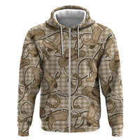 Beige Hawaii Palaka Cowboy Zip Hoodie Hawaiian Paniolo Festival Spirit LT19 Zip Hoodie Beige - Polynesian Pride