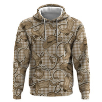 Beige Hawaii Palaka Cowboy Zip Hoodie Hawaiian Paniolo Festival Spirit LT19 Pullover Hoodie Beige - Polynesian Pride