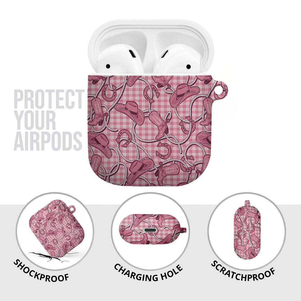 Pink Hawaii Palaka Cowboy AirPods Case Hawaiian Paniolo Festival Spirit LT19 - Polynesian Pride