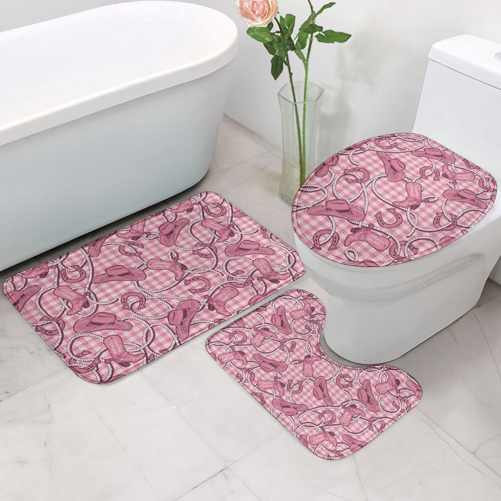 Pink Hawaii Palaka Cowboy Bathroom Set Hawaiian Paniolo Festival Spirit LT19 - Polynesian Pride