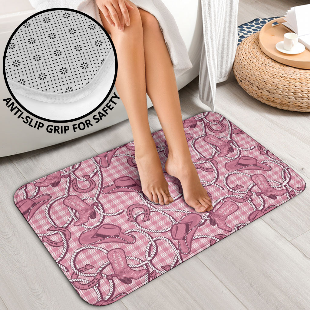 Pink Hawaii Palaka Cowboy Bathroom Set Hawaiian Paniolo Festival Spirit LT19 - Polynesian Pride