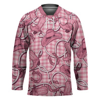 Pink Hawaii Palaka Cowboy Hockey Jersey Hawaiian Paniolo Festival Spirit LT19 Unisex Pink - Polynesian Pride