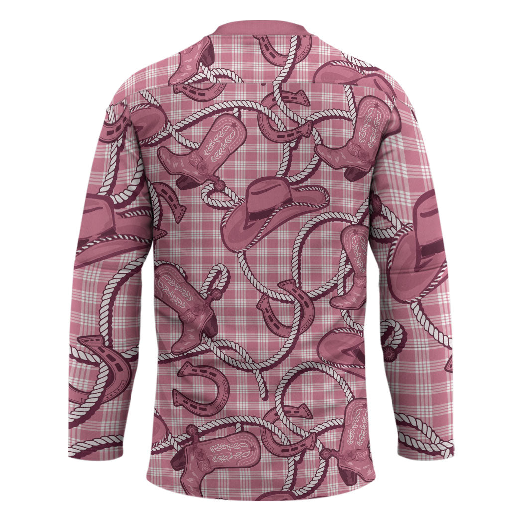Pink Hawaii Palaka Cowboy Hockey Jersey Hawaiian Paniolo Festival Spirit LT19 - Polynesian Pride