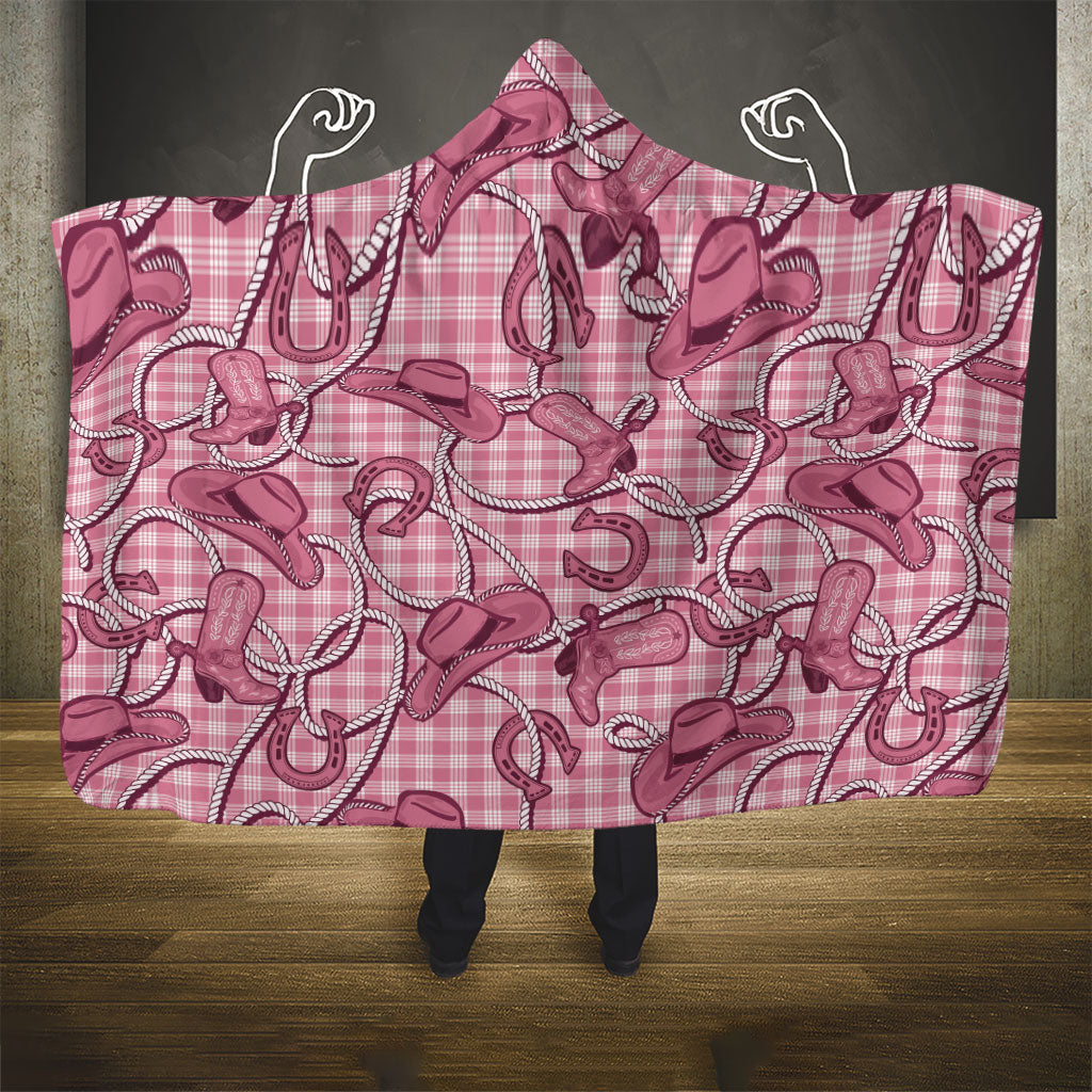 Pink Hawaii Palaka Cowboy Hooded Blanket Hawaiian Paniolo Festival Spirit LT19 - Polynesian Pride