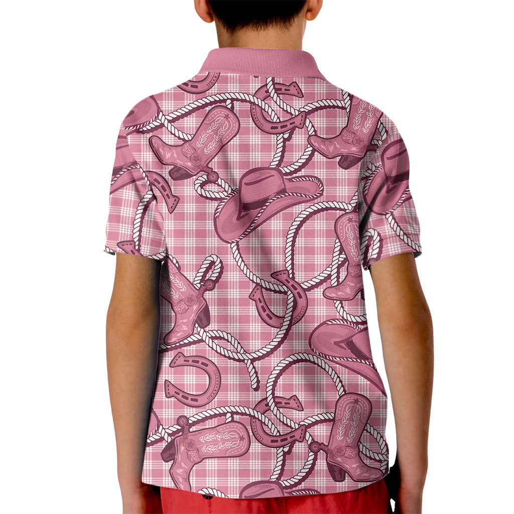 Pink Hawaii Palaka Cowboy Kid Polo Shirt Hawaiian Paniolo Festival Spirit LT19 - Polynesian Pride