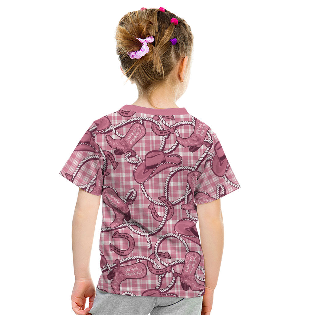 Pink Hawaii Palaka Cowboy Kid T Shirt Hawaiian Paniolo Festival Spirit LT19 - Polynesian Pride