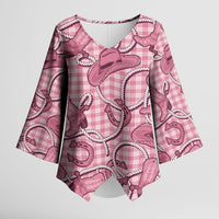 Pink Hawaii Palaka Cowboy Kimono Sleeve Blouse Hawaiian Paniolo Festival Spirit LT19 Female Pink - Polynesian Pride